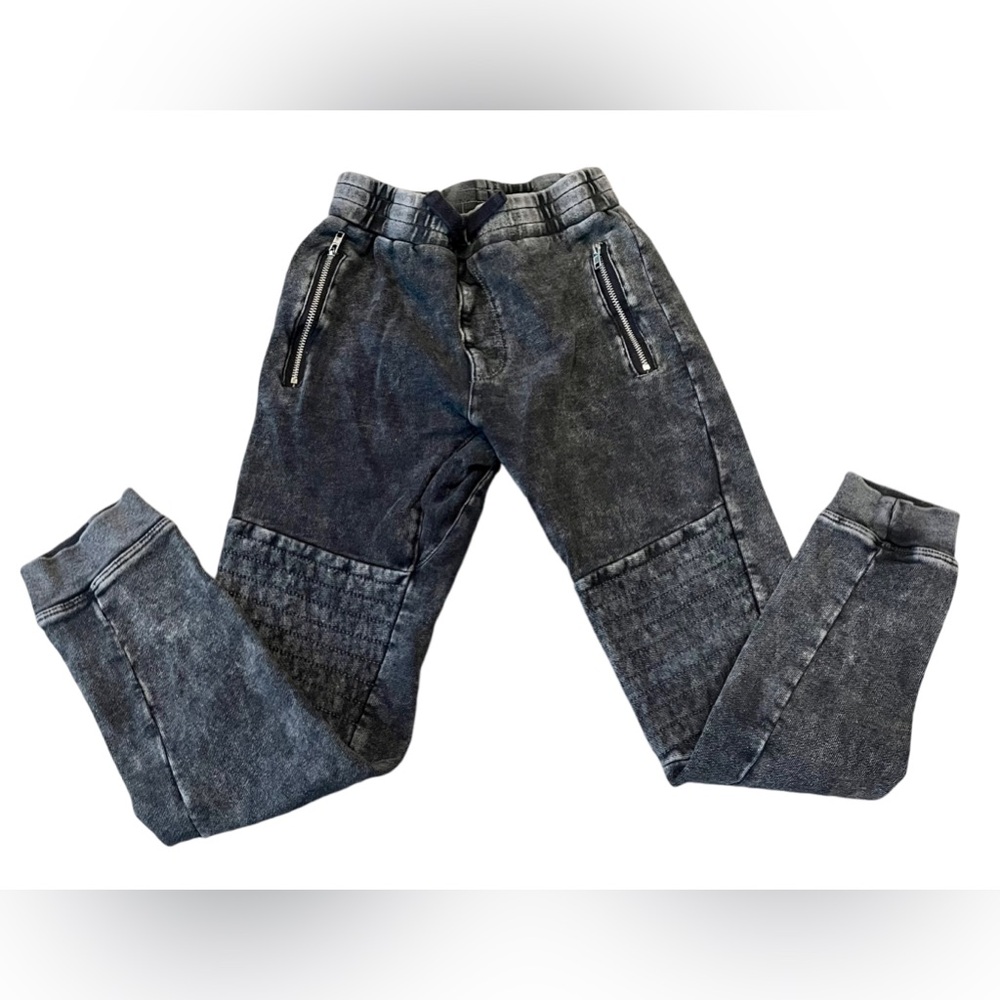Kind is Cool Boys moto sweatpants distressed black color size medium